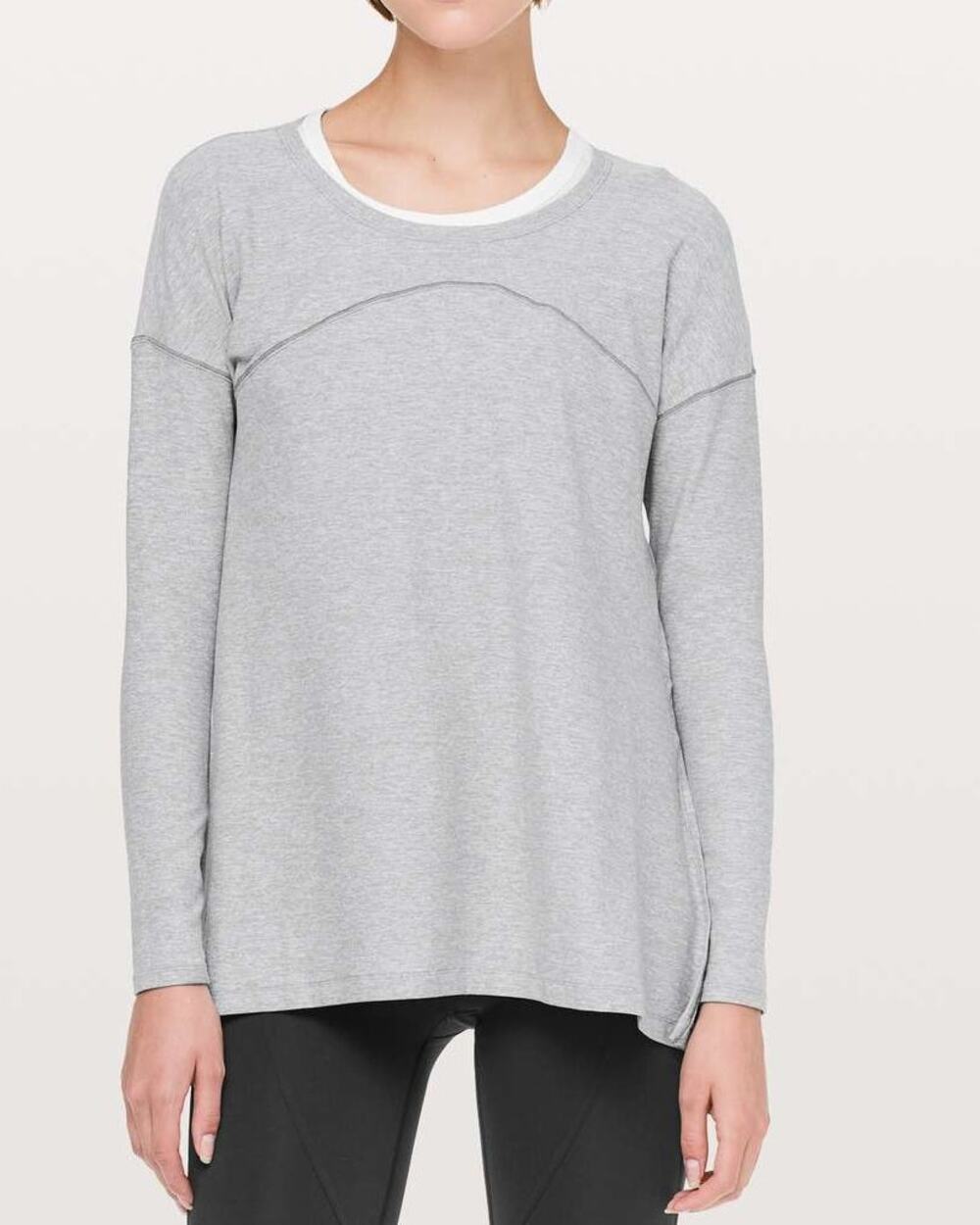 Lululemon Athletica Hit Unwind Long Sleeve T-Shirt Heathered Magnet Grey Small